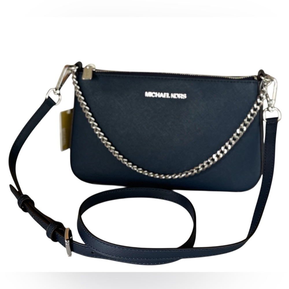 Michael Kors Jet Set MD Convertible Shoulder Chain Crossbody Bag Navy